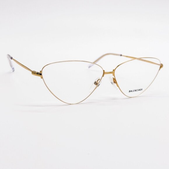 NEW BALENCIAGA EYEGLASSES BB0015O 003 CAT EYE GOLD WOMEN EYEWEAR BALENCIAGA - Picture 1 of 8